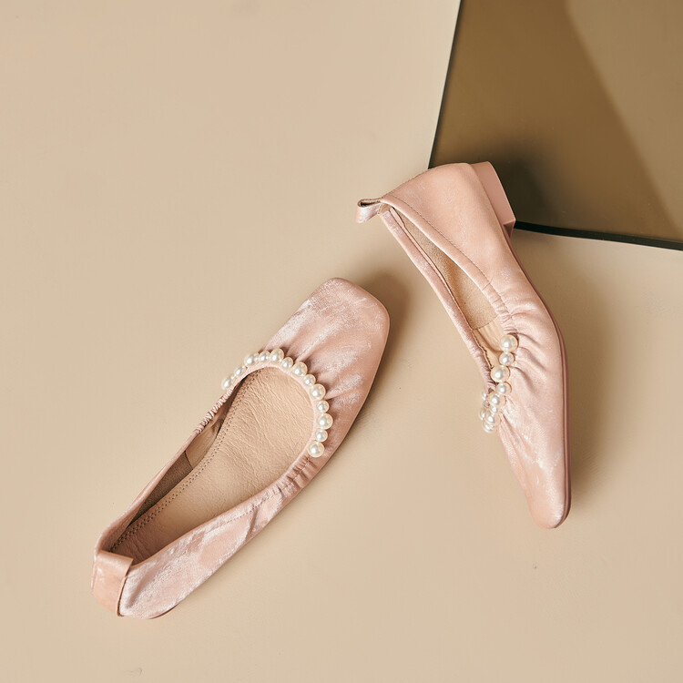 Genuine Leather French-Style Pearl Shallow Mouth Flat Shoes for Women - Italian Corso Venezia Pleated Grandma Shoes Genuine Leather French-Style Pearl Shallow Mouth Flat Shoes for Women - Italian Corso Venezia Pleated Grandma Shoes