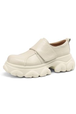 Genuine Leather Italian-Style Women's Shoes - Comfortable Thick Sole 6 cm Soft Sole - Trendy Fashion Footwear for Everyday Wear