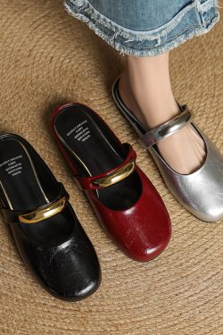 Genuine Leather Open-Toe Flat Slippers for Women - Soft Bottom Round Toe Sandals - Spring Summer 2025 Outdoor Fashion Footwear