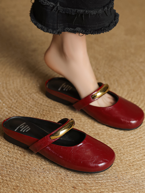 Genuine Leather Open-Toe Flat Slippers for Women - Soft Bottom Round Toe Sandals - Spring Summer 2025 Outdoor Fashion Footwear Genuine Leather Open-Toe Flat Slippers for Women - Soft Bottom Round Toe Sandals - Spring Summer 2025 Outdoor Fashion Footwear