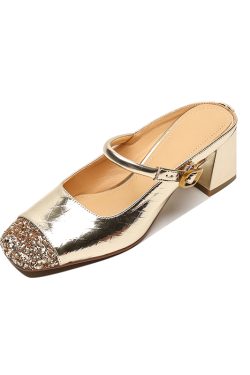 Genuine Leather Open-Toe Half Slippers for Women - Summer Mary Jane Sandals, Stylish Outdoor Footwear, Chic Italian Design