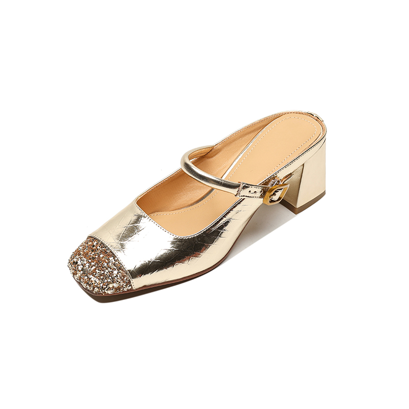 Genuine Leather Open-Toe Half Slippers for Women - Summer Mary Jane Sandals, Stylish Outdoor Footwear, Chic Italian Design Genuine Leather Open-Toe Half Slippers for Women - Summer Mary Jane Sandals, Stylish Outdoor Footwear, Chic Italian Design