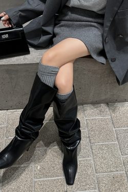 Genuine Leather Over-the-Knee Slouch Boots for Women, Slimming Design, European American Style, Chic Fashion Footwear