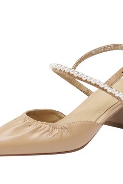 Genuine Leather Pointed Toe Chunky High Heel Backless Sandals – Fairy Style Italian Corso Venezia Inspired Design