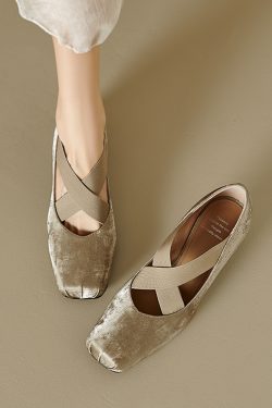 Genuine Leather Retro Chinese Style Ballet Shoes - Mid-Heel Mary Jane Chunky Heel Flats for Y2K and Vintage Fashion Lovers