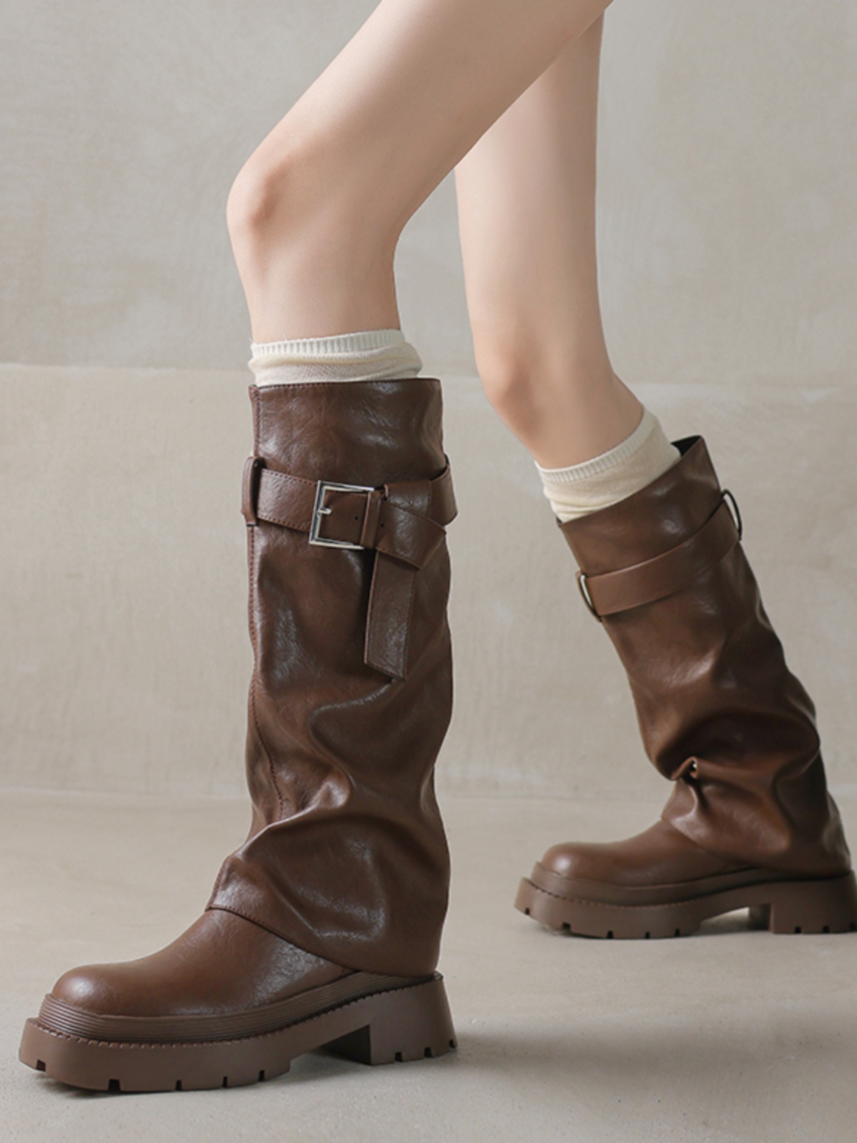 Genuine Leather Round Toe Western Cowboy Boots for Women - Thick Bottom Long Tube Knight Style Summer Pants Boots Genuine Leather Round Toe Western Cowboy Boots for Women - Thick Bottom Long Tube Knight Style Summer Pants Boots