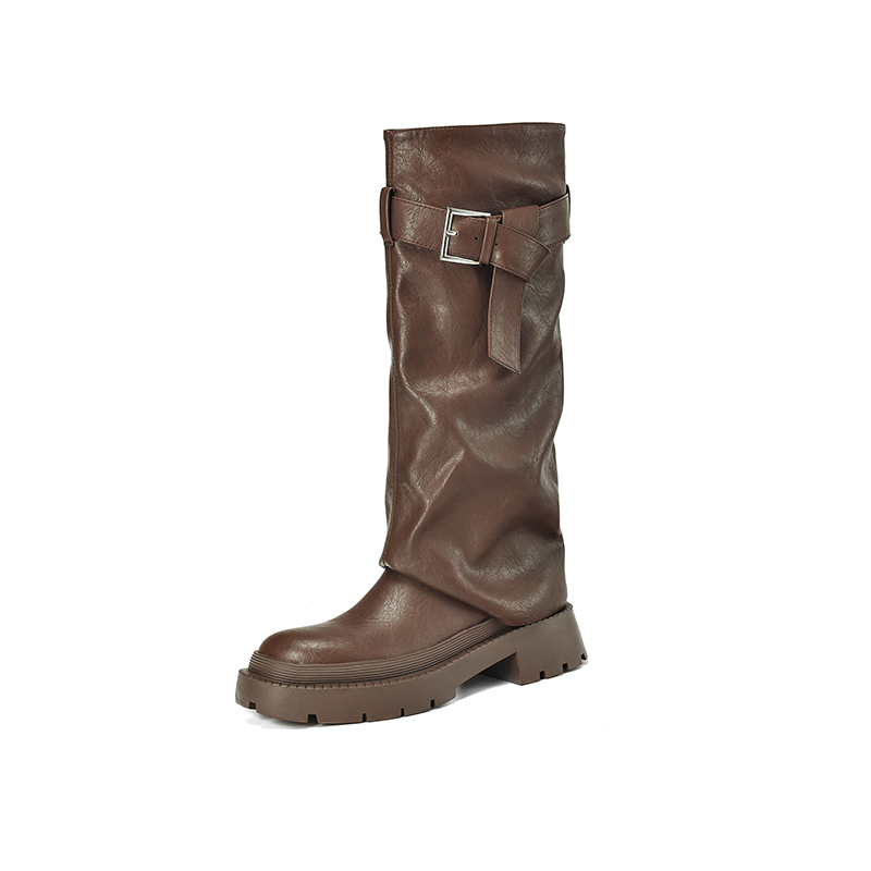 Genuine Leather Round Toe Western Cowboy Boots for Women - Thick Bottom Long Tube Knight Style Summer Pants Boots Genuine Leather Round Toe Western Cowboy Boots for Women - Thick Bottom Long Tube Knight Style Summer Pants Boots