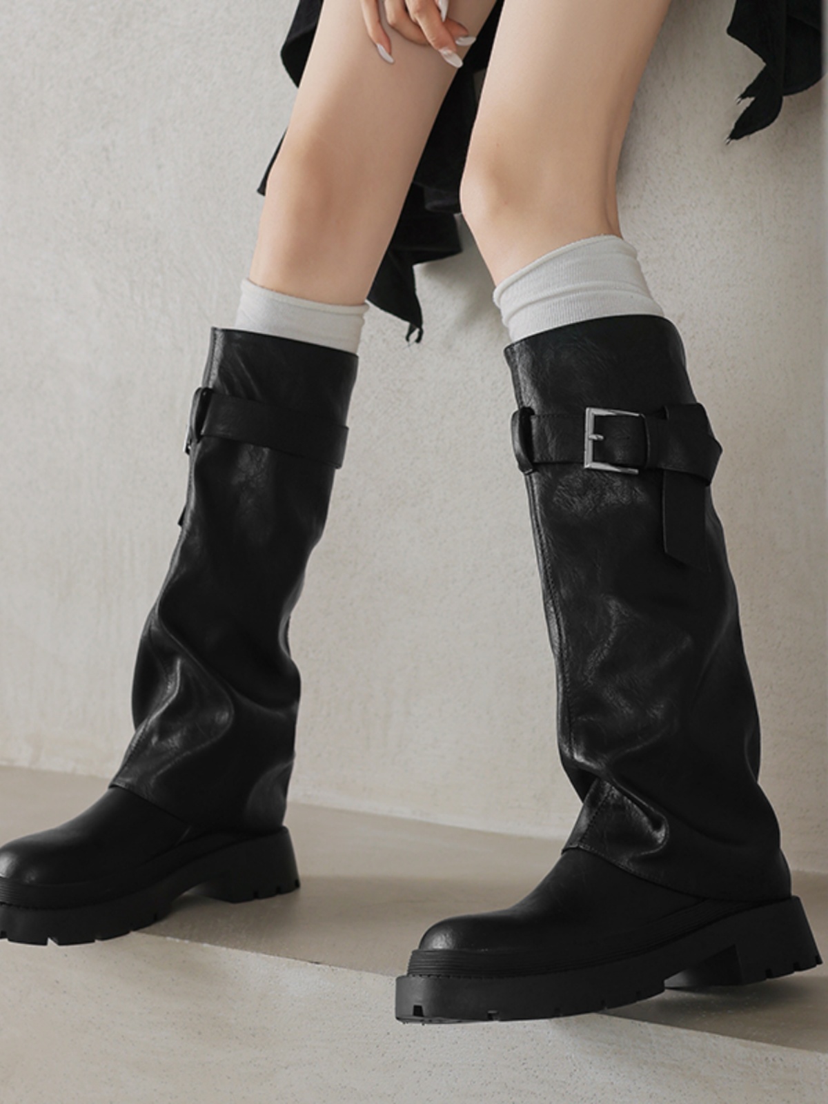 Genuine Leather Round Toe Western Cowboy Boots for Women - Thick Bottom Long Tube Knight Style Summer Pants Boots Genuine Leather Round Toe Western Cowboy Boots for Women - Thick Bottom Long Tube Knight Style Summer Pants Boots