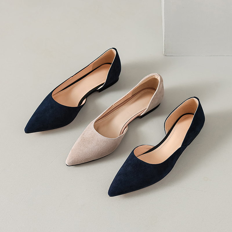 Genuine Leather Side Cut Slim Pointed Flat Shoes for Women - Italian Style, Elegant and Chic Footwear for Every Occasion Genuine Leather Side Cut Slim Pointed Flat Shoes for Women - Italian Style, Elegant and Chic Footwear for Every Occasion