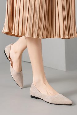 Genuine Leather Side Cut Slim Pointed Flat Shoes for Women - Italian Style, Elegant and Chic Footwear for Every Occasion