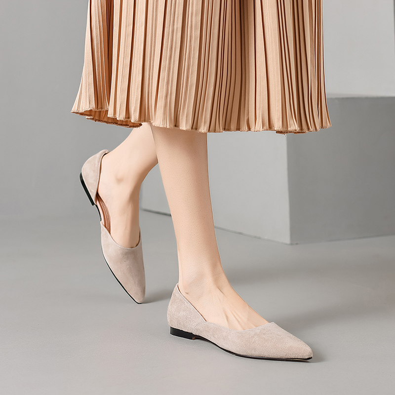 Genuine Leather Side Cut Slim Pointed Flat Shoes for Women - Italian Style, Elegant and Chic Footwear for Every Occasion Genuine Leather Side Cut Slim Pointed Flat Shoes for Women - Italian Style, Elegant and Chic Footwear for Every Occasion