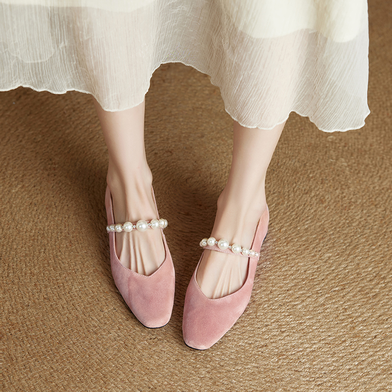 Genuine Leather Square Toe Mary Jane Shoes for Women - Elegant Mid Chunky Heel Pearl Flats, 2025 Style, Versatile Fashion Footwear Genuine Leather Square Toe Mary Jane Shoes for Women - Elegant Mid Chunky Heel Pearl Flats, 2025 Style, Versatile Fashion Footwear