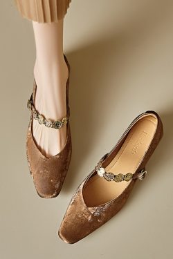 Genuine Leather Vintage Mary Jane Shoes for Women - Mid-Heel, Square Toe, Chunky Heel, Retro Style, Italian Design