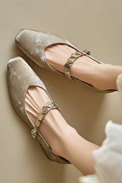 Genuine Leather Vintage Mary Jane Shoes for Women - Mid-Heel, Square Toe, Chunky Heel, Retro Style, Italian Design