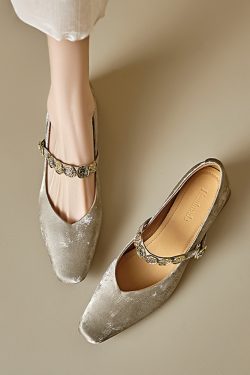 Genuine Leather Vintage Mary Jane Shoes for Women - Mid-Heel, Square Toe, Chunky Heel, Retro Style, Italian Design