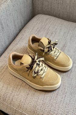 Genuine Leather White Sneakers for Women - 2025 Spring Korean Style Thick-Soled Round-Toe Lace-Up Casual Versatile Shoes