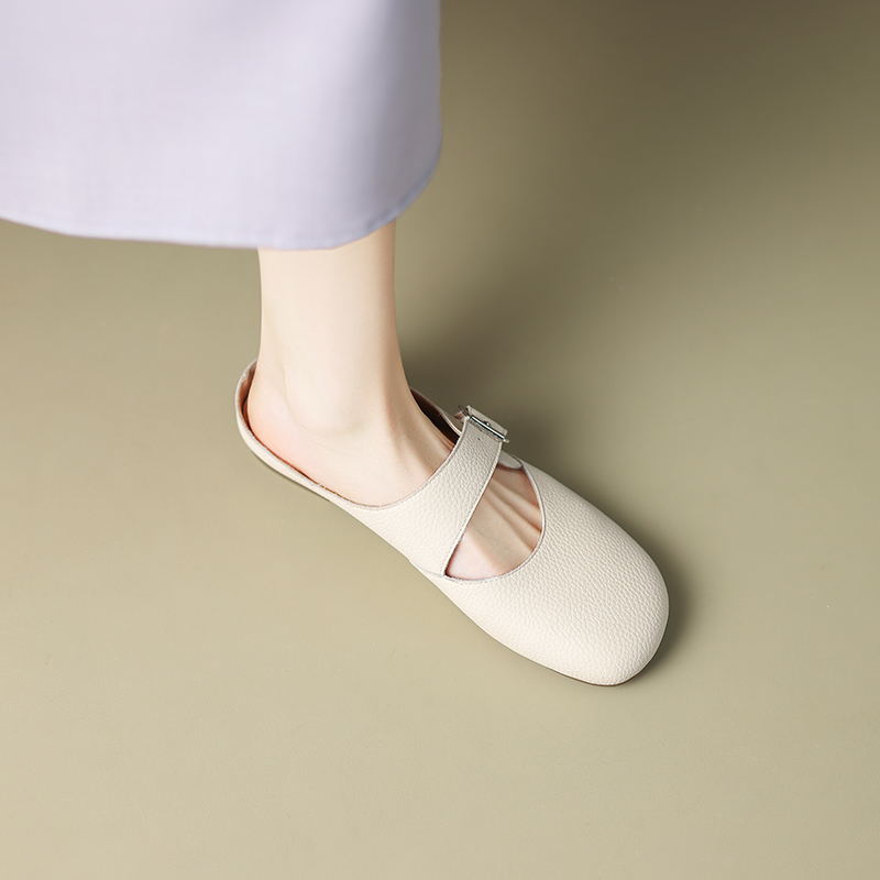 Giant Soft Genuine Leather Open-Toe Half-Slip Women's Outdoor One-Strap Flat Mule Slippers for Summer Comfort Giant Soft Genuine Leather Open-Toe Half-Slip Women's Outdoor One-Strap Flat Mule Slippers for Summer Comfort