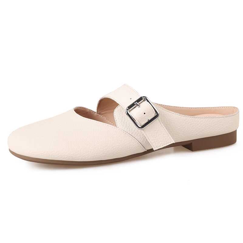 Giant Soft Genuine Leather Open-Toe Half-Slip Women's Outdoor One-Strap Flat Mule Slippers for Summer Comfort Giant Soft Genuine Leather Open-Toe Half-Slip Women's Outdoor One-Strap Flat Mule Slippers for Summer Comfort