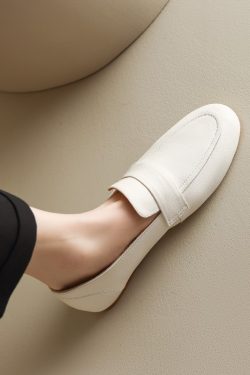 Giant Soft Non-Rubbing Casual Genuine Leather Flat Loafers Sneakers - Versatile Little White Shoes for Everyday Wear