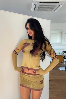 Ginger Yellow and Brown Sheer Mesh Party Night Set - Trendy 90s Inspired Outfit for Stylish Nights Out