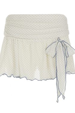 Girls' Butterfly Flower Polka Dot Pleated Skirt - Low Waist French Style, Cute Yarn Design for Women's Fashion