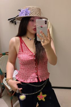 Gold Hollow Out Strap Tank Top for Women - Plus Size Summer Outfit, Big Support, Trendy Hot Girl Style 2025