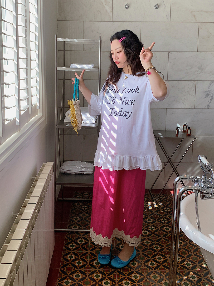 Gold Lace Splicing Slit Midi Skirt for Women, Plus Size 2025 Summer Fashion, Slimming Belly Coverage, Trendy Big Support Design Gold Lace Splicing Slit Midi Skirt for Women, Plus Size 2025 Summer Fashion, Slimming Belly Coverage, Trendy Big Support Design