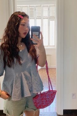 Gold Plaid Waist-Cinching Short Sleeve Shirt for Women - Summer 2025 Light Luxury Chic Top, Perfect for Y2K and Korean Style Fashion.