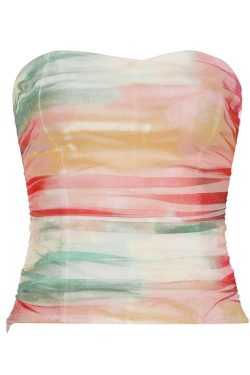 Gradient Color Strapless Holiday Top for Women - Backless Design with Waist Cincher & Spaghetti Straps, Perfect for Summer Parties