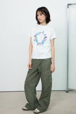 Gradient Printed Short Sleeve Crop Top T-Shirt for Women with Shoulder Design - Summer Fashion Statement