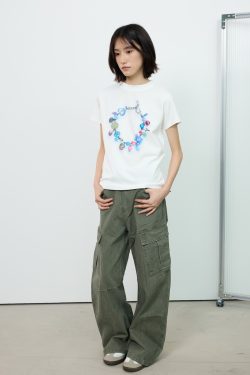 Gradient Printed Short Sleeve Crop Top T-Shirt for Women with Shoulder Design - Summer Fashion Statement