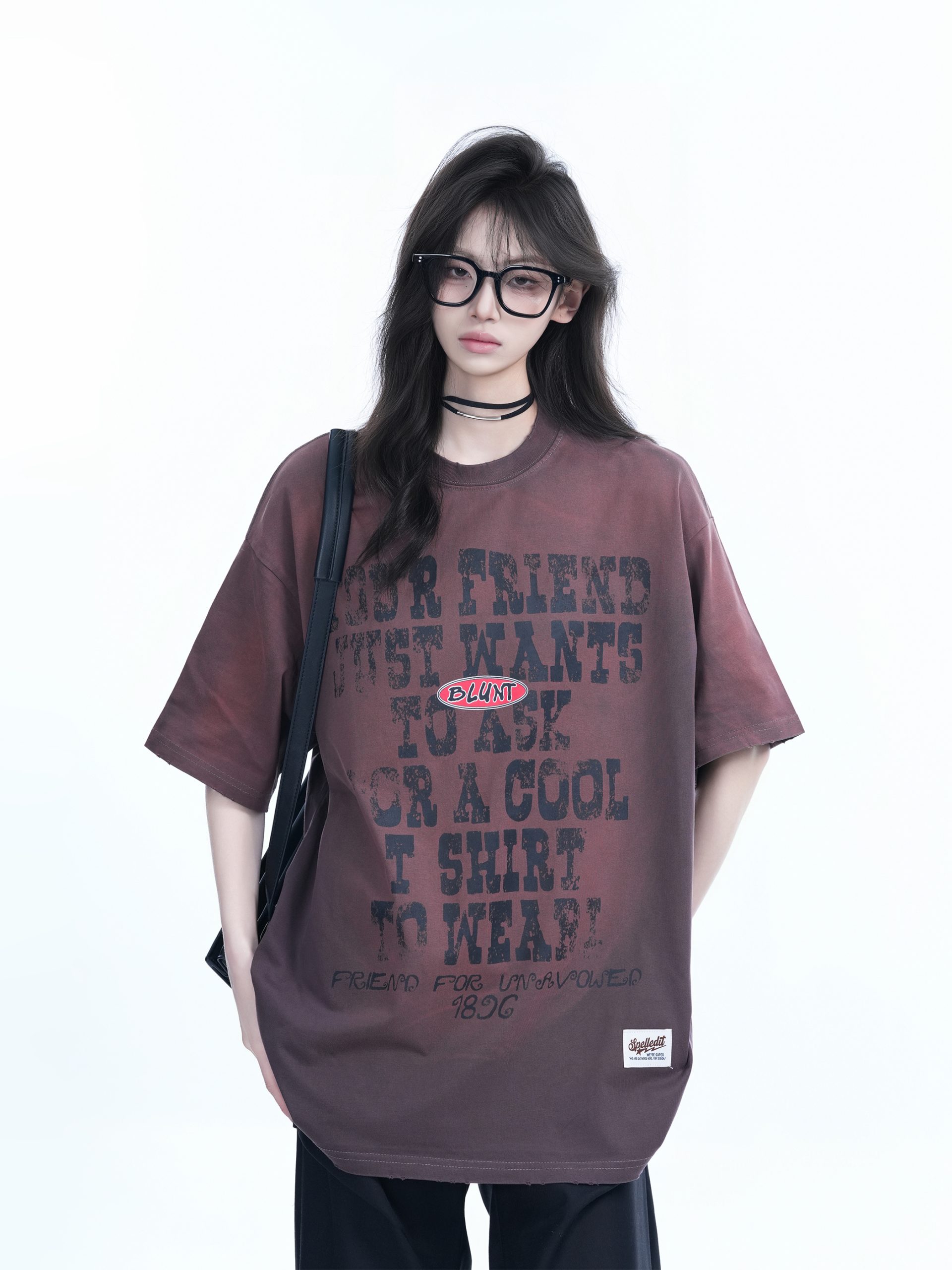 Gradient Purple Oversized Short Sleeve T-Shirt for Women - American Street Style, Trendy Loose Fit, Casual Y2K Fashion Top Gradient Purple Oversized Short Sleeve T-Shirt for Women - American Street Style, Trendy Loose Fit, Casual Y2K Fashion Top