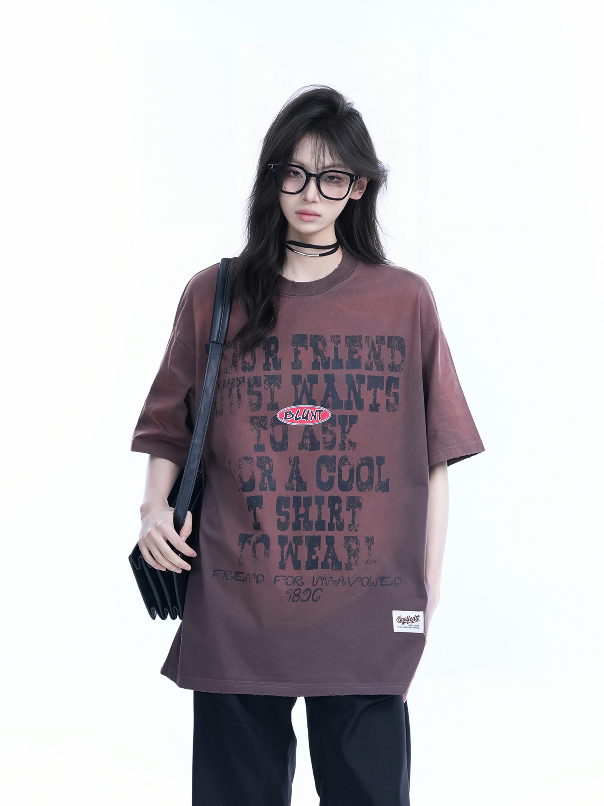 Gradient Purple Oversized Short Sleeve T-Shirt for Women - American Street Style, Trendy Loose Fit, Casual Y2K Fashion Top Gradient Purple Oversized Short Sleeve T-Shirt for Women - American Street Style, Trendy Loose Fit, Casual Y2K Fashion Top