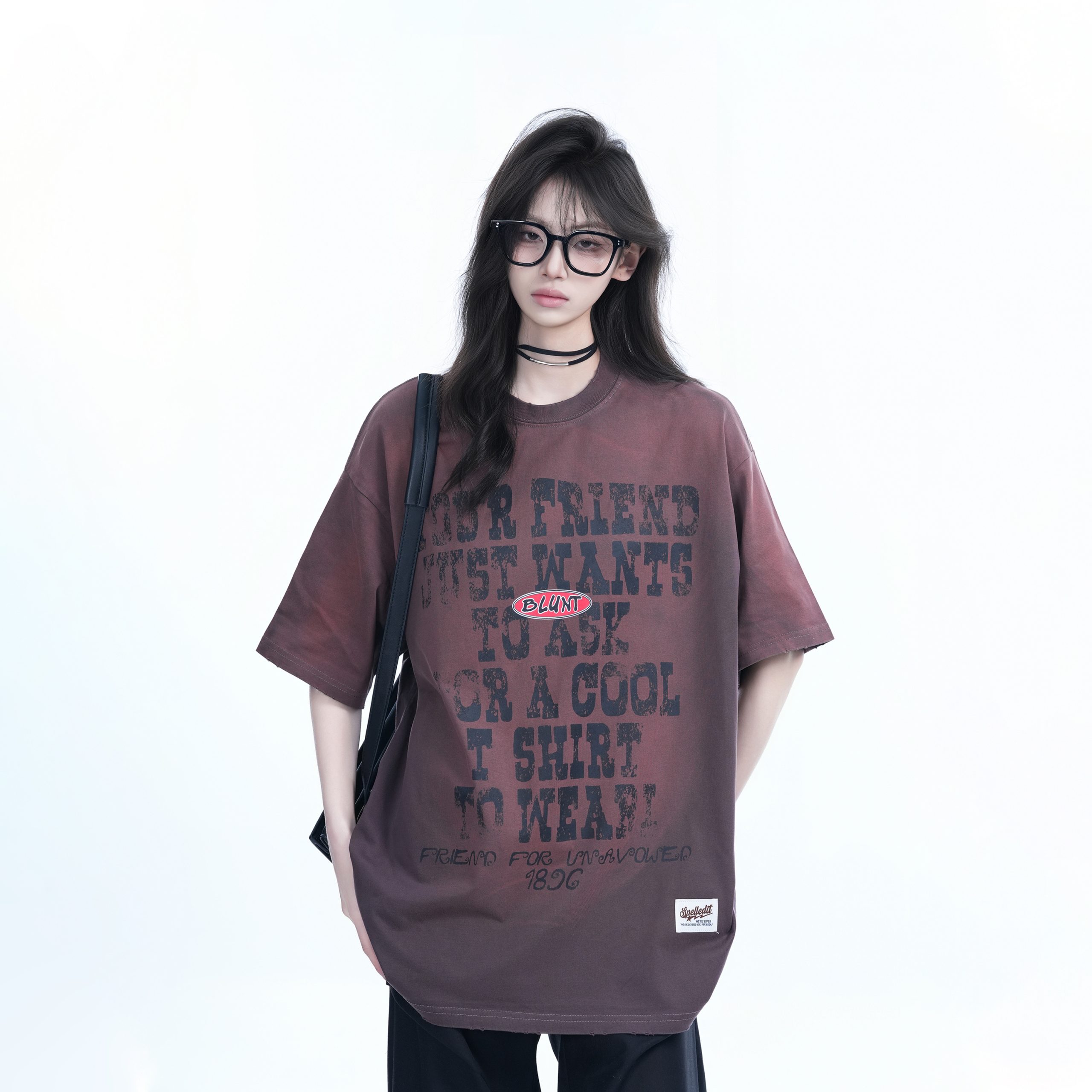 Gradient Purple Oversized Short Sleeve T-Shirt for Women - American Street Style, Trendy Loose Fit, Casual Y2K Fashion Top Gradient Purple Oversized Short Sleeve T-Shirt for Women - American Street Style, Trendy Loose Fit, Casual Y2K Fashion Top