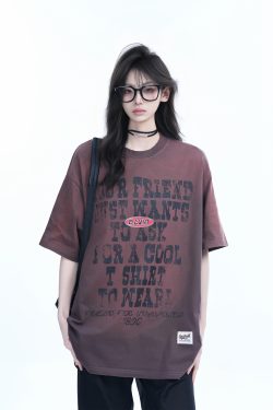 Gradient Purple Oversized Short Sleeve T-Shirt for Women - American Street Style, Trendy Loose Fit, Casual Y2K Fashion Top