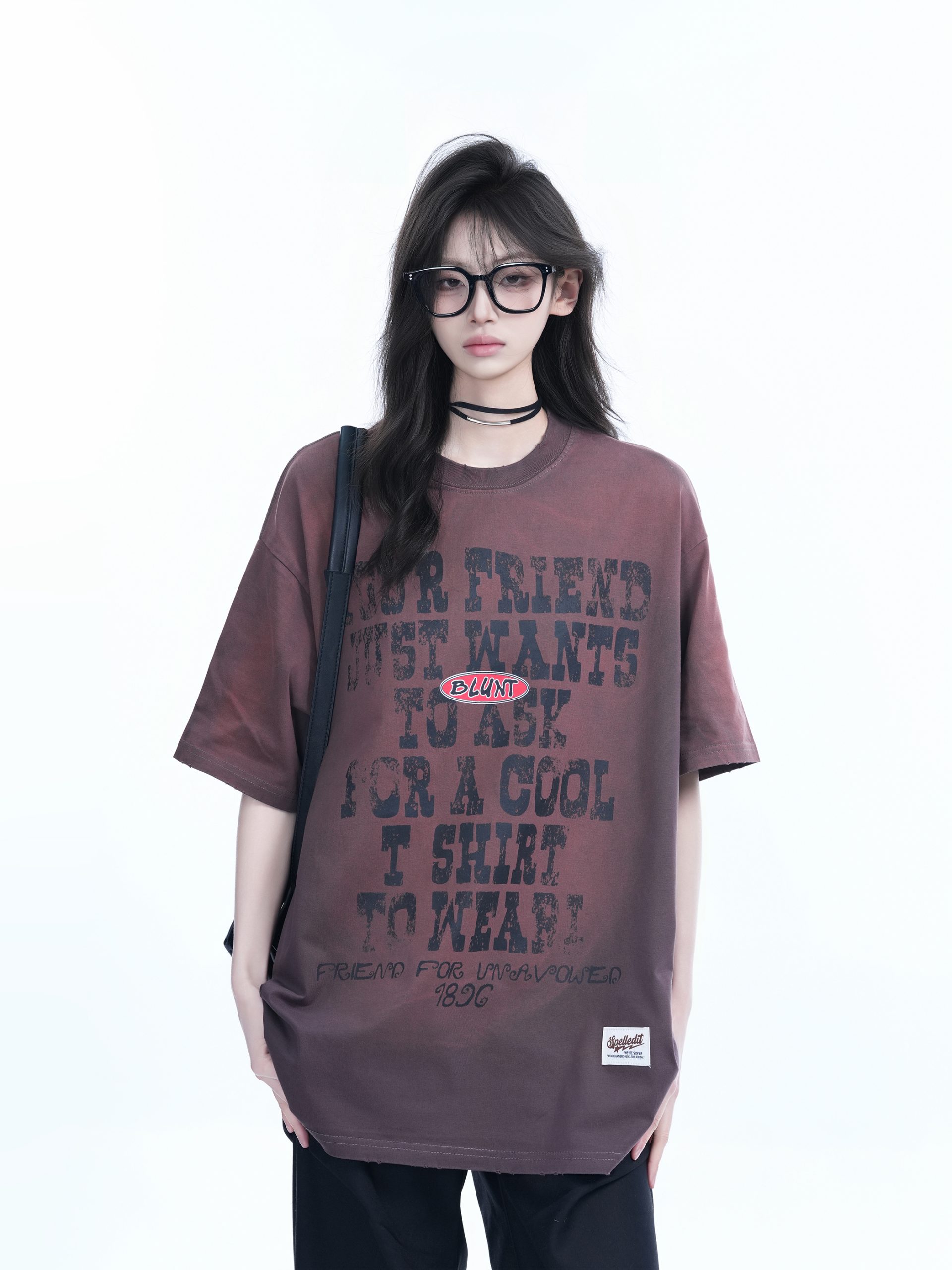 Gradient Purple Oversized Short Sleeve T-Shirt for Women - American Street Style, Trendy Loose Fit, Casual Y2K Fashion Top Gradient Purple Oversized Short Sleeve T-Shirt for Women - American Street Style, Trendy Loose Fit, Casual Y2K Fashion Top