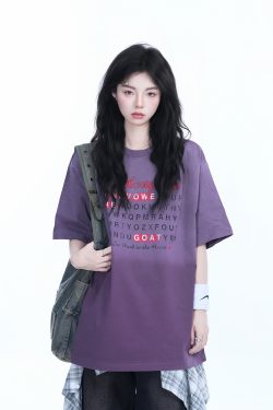 Gradient Round Neck Short Sleeve T-Shirt for Women - American Street Style, Casual Loose Fit, Summer 2023 Fashion