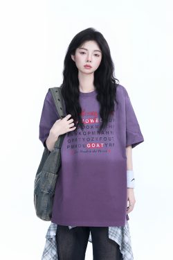 Gradient Round Neck Short Sleeve T-Shirt for Women - American Street Style, Casual Loose Fit, Summer 2023 Fashion