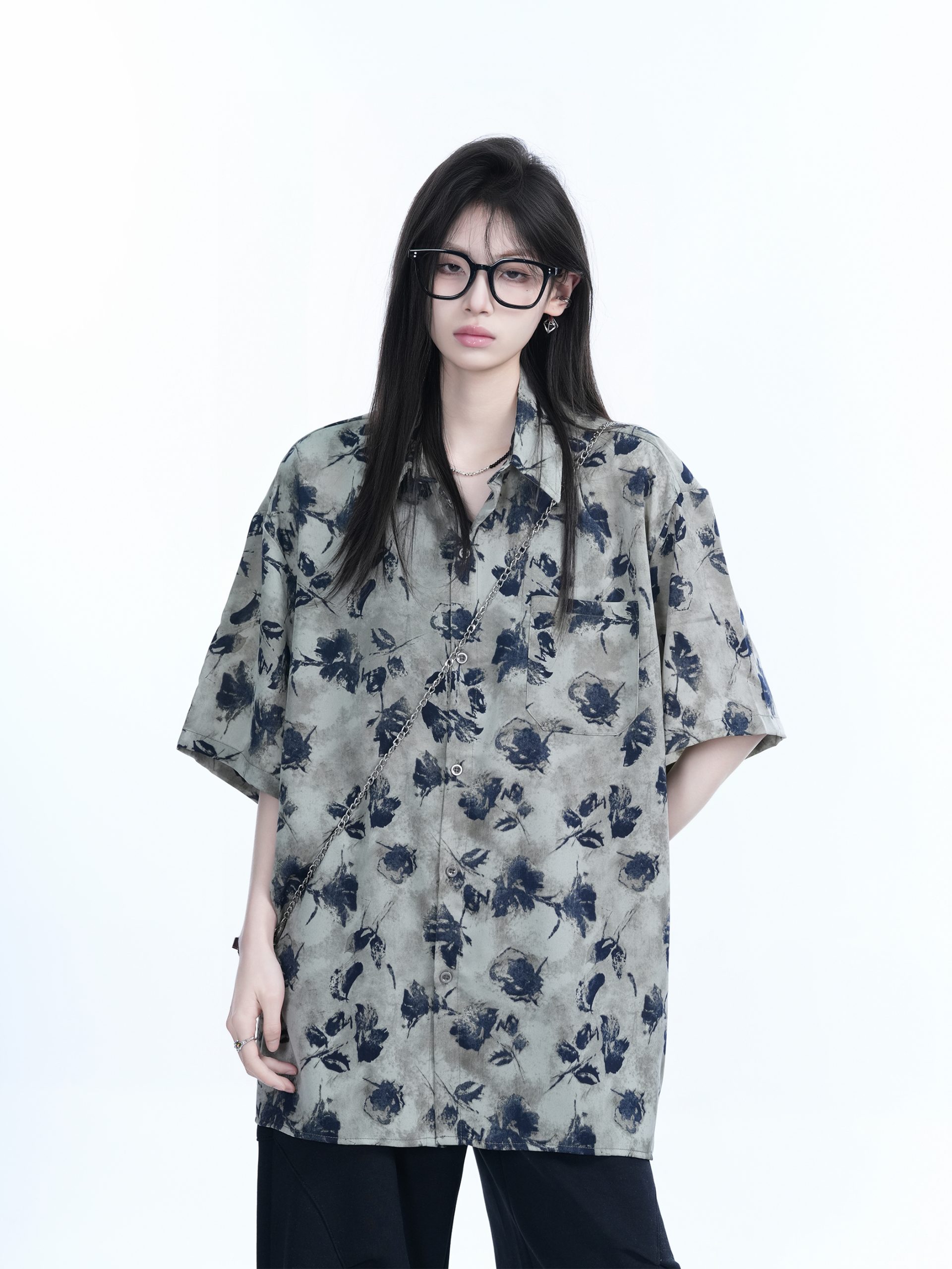 Graffiti Black Rose Short Sleeve Shirt for Women - Loose Lightweight Urban Style Top Graffiti Black Rose Short Sleeve Shirt for Women - Loose Lightweight Urban Style Top