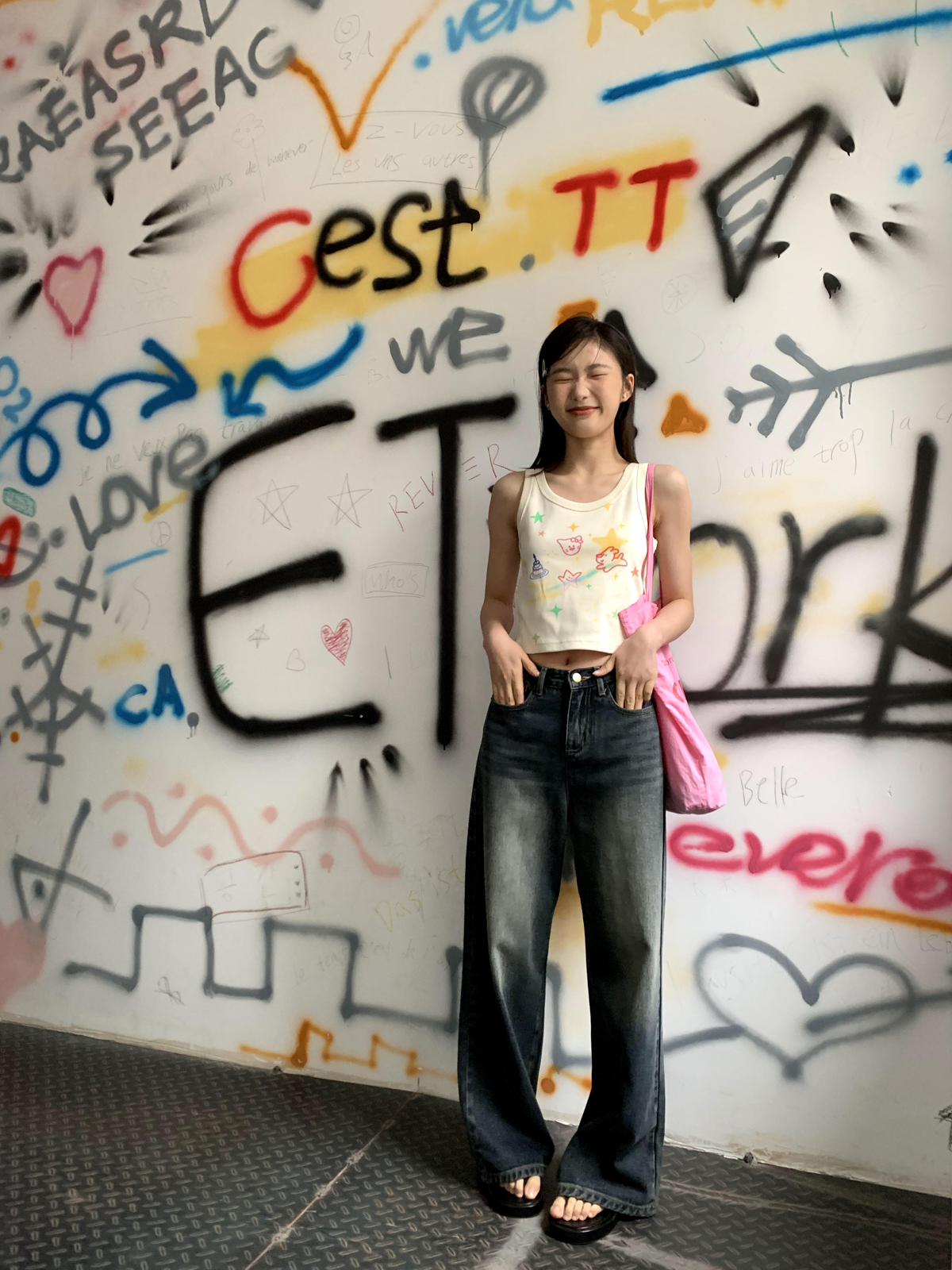 Graffiti Printed Camisole for Women - Summer Slim Fit Short Top, Trendy Street Style, Casual Wear, Urban Fashion Graffiti Printed Camisole for Women - Summer Slim Fit Short Top, Trendy Street Style, Casual Wear, Urban Fashion