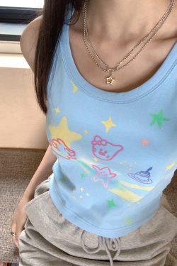 Graffiti Printed Camisole for Women - Summer Slim Fit Short Top, Trendy Street Style, Casual Wear, Urban Fashion