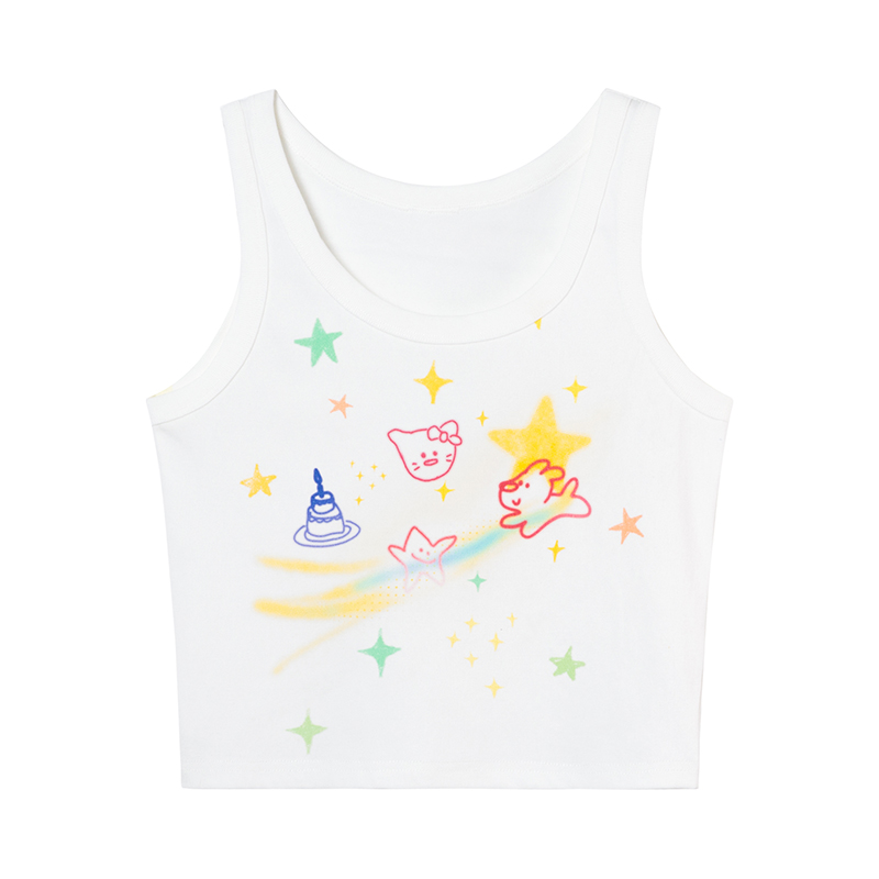 Graffiti Printed Camisole for Women - Summer Slim Fit Short Top, Trendy Street Style, Casual Wear, Urban Fashion Graffiti Printed Camisole for Women - Summer Slim Fit Short Top, Trendy Street Style, Casual Wear, Urban Fashion