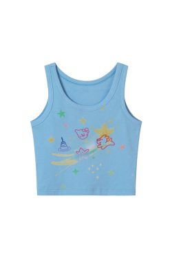 Graffiti Printed Camisole for Women - Summer Slim Fit Short Top, Trendy Street Style, Casual Wear, Urban Fashion