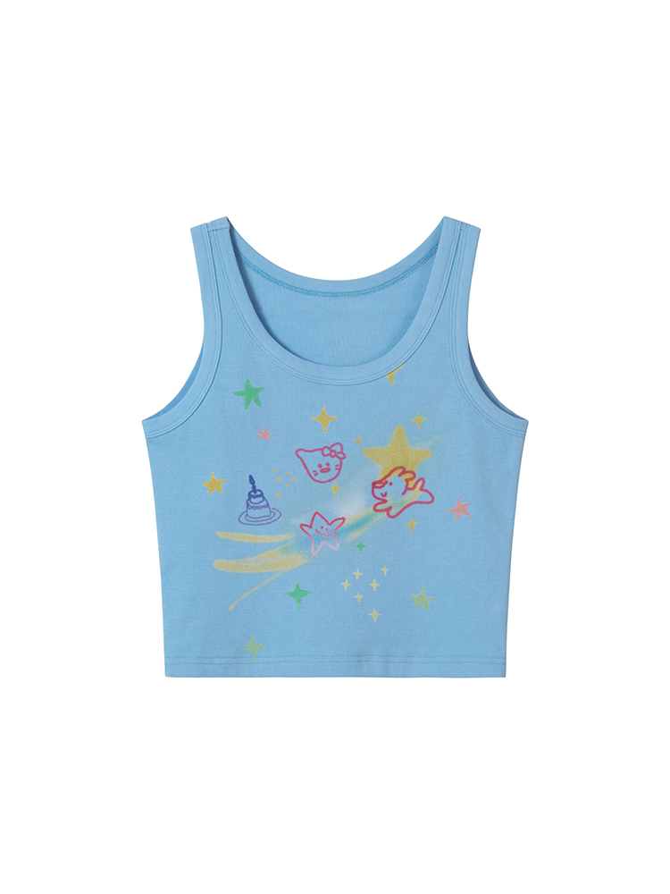 Graffiti Printed Camisole for Women - Summer Slim Fit Short Top, Trendy Street Style, Casual Wear, Urban Fashion Graffiti Printed Camisole for Women - Summer Slim Fit Short Top, Trendy Street Style, Casual Wear, Urban Fashion