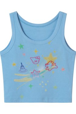 Graffiti Printed Camisole for Women - Summer Slim Fit Short Top, Trendy Street Style, Casual Wear, Urban Fashion