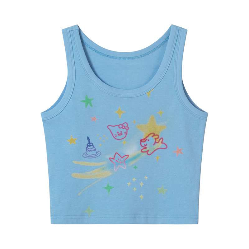 Graffiti Printed Camisole for Women - Summer Slim Fit Short Top, Trendy Street Style, Casual Wear, Urban Fashion Graffiti Printed Camisole for Women - Summer Slim Fit Short Top, Trendy Street Style, Casual Wear, Urban Fashion