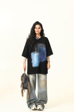 Graffiti Printed Loose Fit Short Sleeve T-Shirt for Men and Women - Summer Streetwear Couple Top, Urban Style