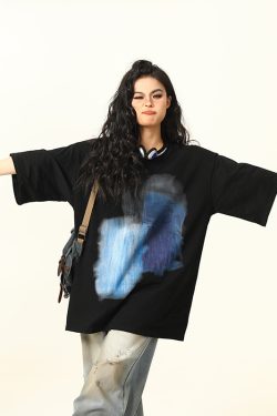 Graffiti Printed Loose Fit Short Sleeve T-Shirt for Men and Women - Summer Streetwear Couple Top, Urban Style