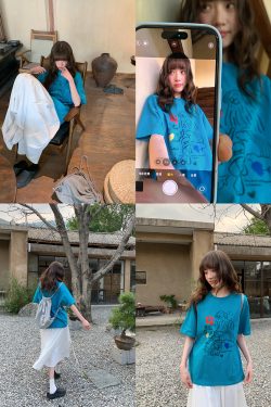 Graffiti Rainbow Dog Print Short Sleeve T-Shirt for Women - Summer Slimming Top, Trendy Casual Wear, Y2K Style