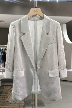 Gray Acetate Thin Blazer for Women - 2025 Summer Fashion, High-End Casual Commuting Versatile Suit